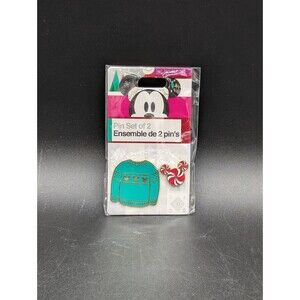 Disney Christmas Holiday 2018 Green Sweater and Candy Mickey Pin Set New Sealed